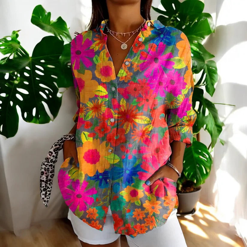 Vera Vintage Blus | Tidlös Blommönster för en Somrig Look