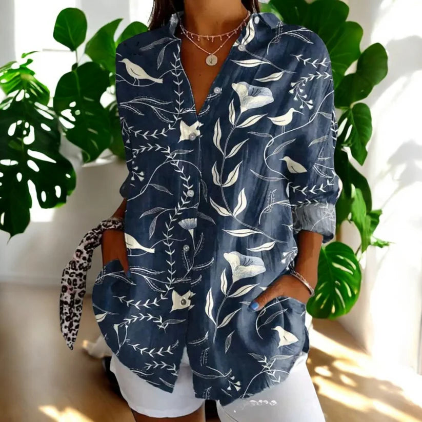 Vera Vintage Blus | Tidlös Blommönster för en Somrig Look