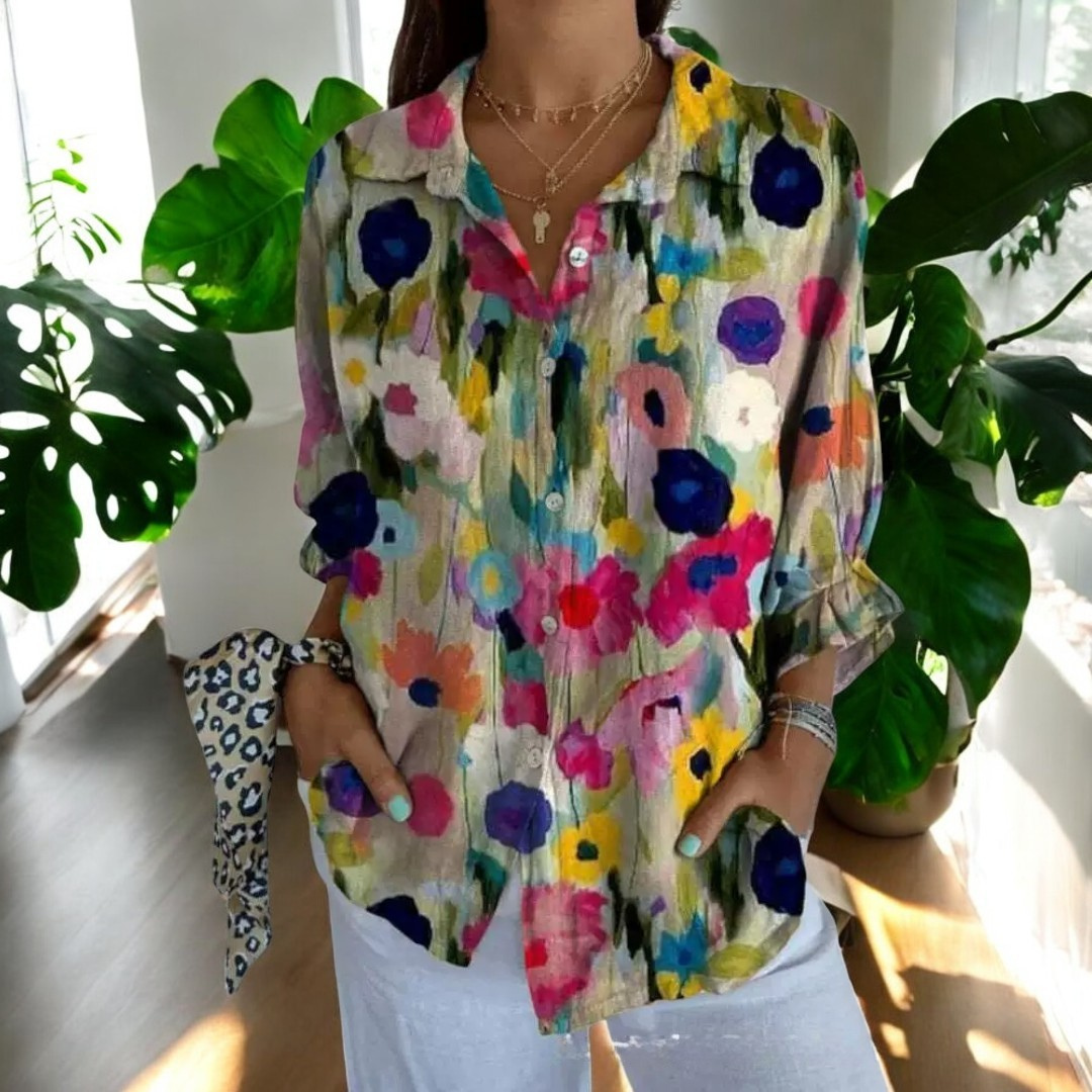 Vera Vintage Blus | Tidlös Blommönster för en Somrig Look