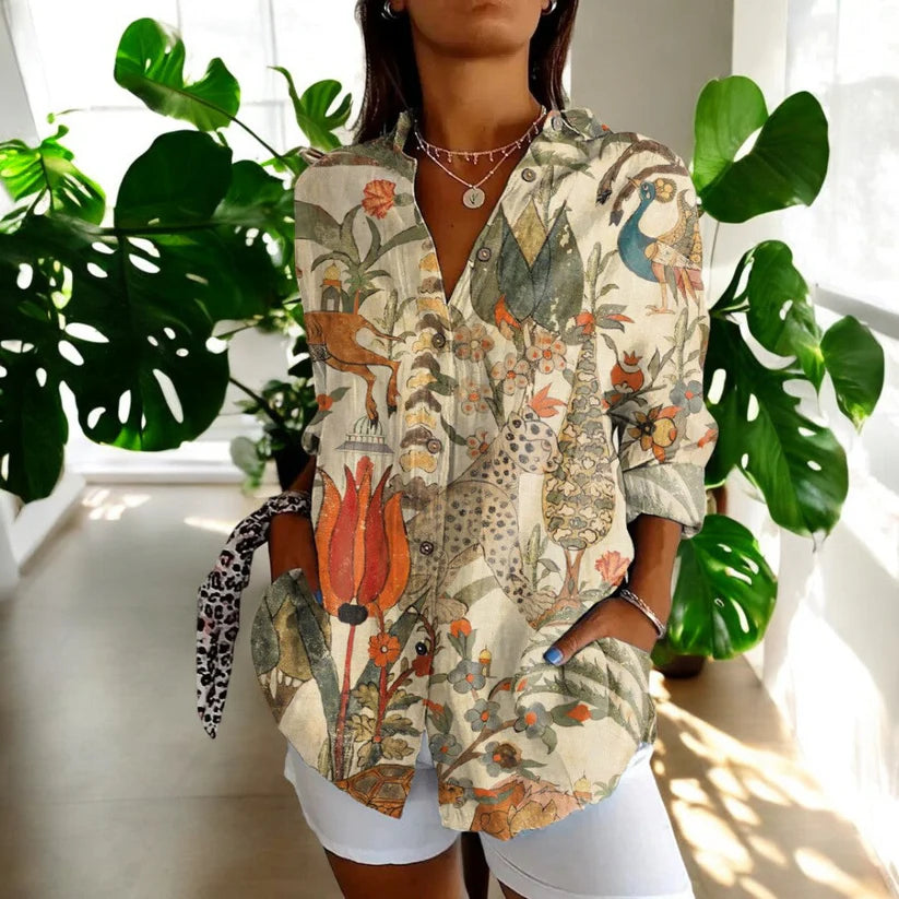 Vera Vintage Blus | Tidlös Blommönster för en Somrig Look