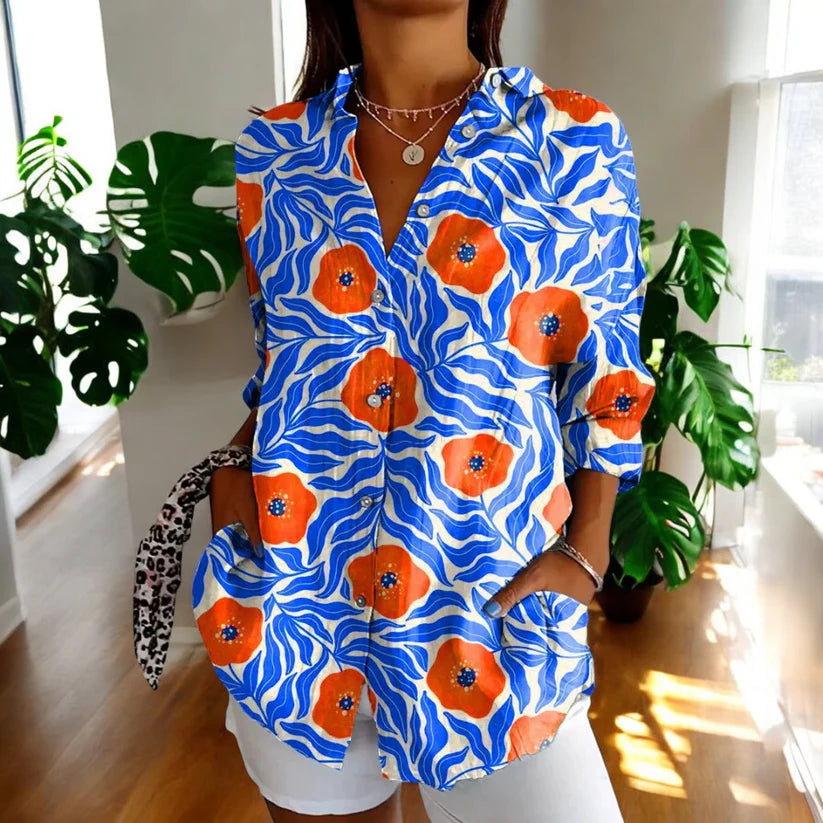 Vera Vintage Blus | Tidlös Blommönster för en Somrig Look