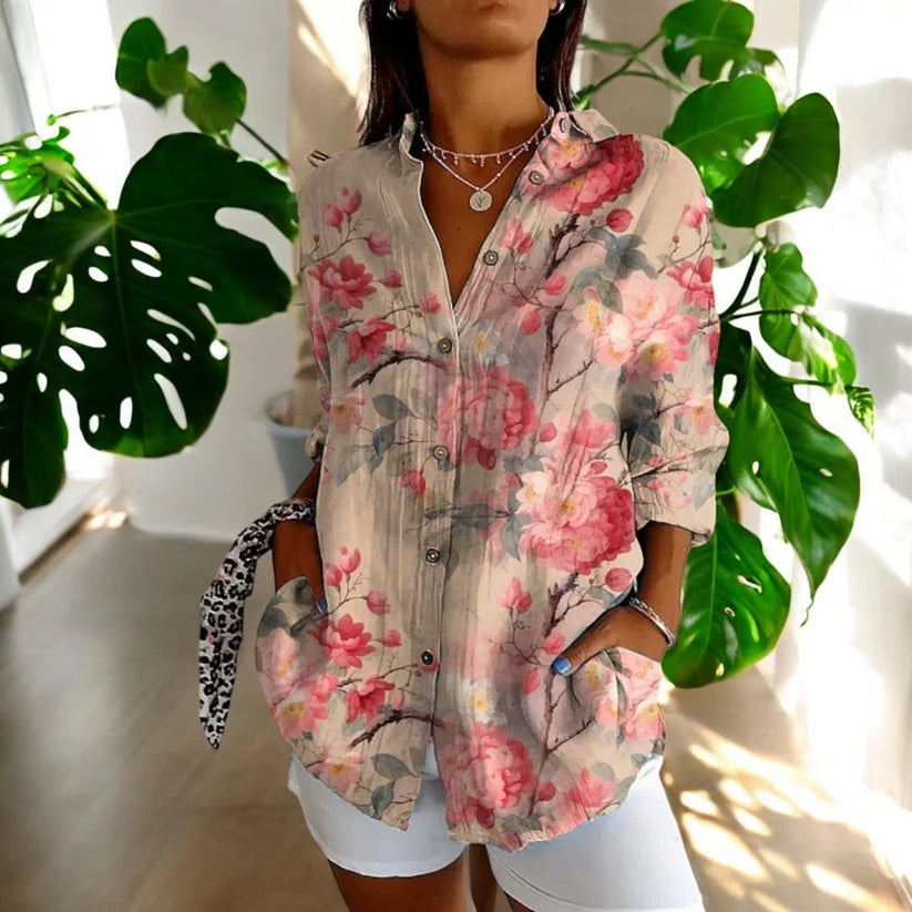 Vera Vintage Blus | Tidlös Blommönster för en Somrig Look