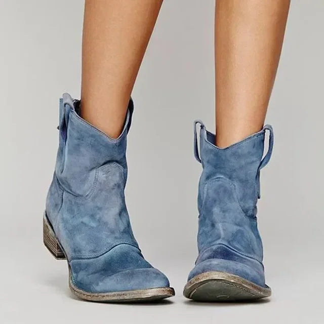 Liv | Vintage Cowboy Ankelboots – Stilsäkert & Bekvämt!