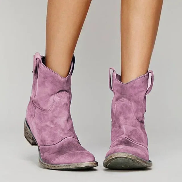 Liv | Vintage Cowboy Ankelboots – Stilsäkert & Bekvämt!
