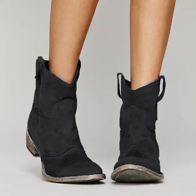 Liv | Vintage Cowboy Ankelboots – Stilsäkert & Bekvämt!