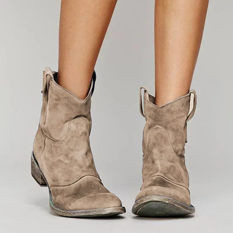 Liv | Vintage Cowboy Ankelboots – Stilsäkert & Bekvämt!