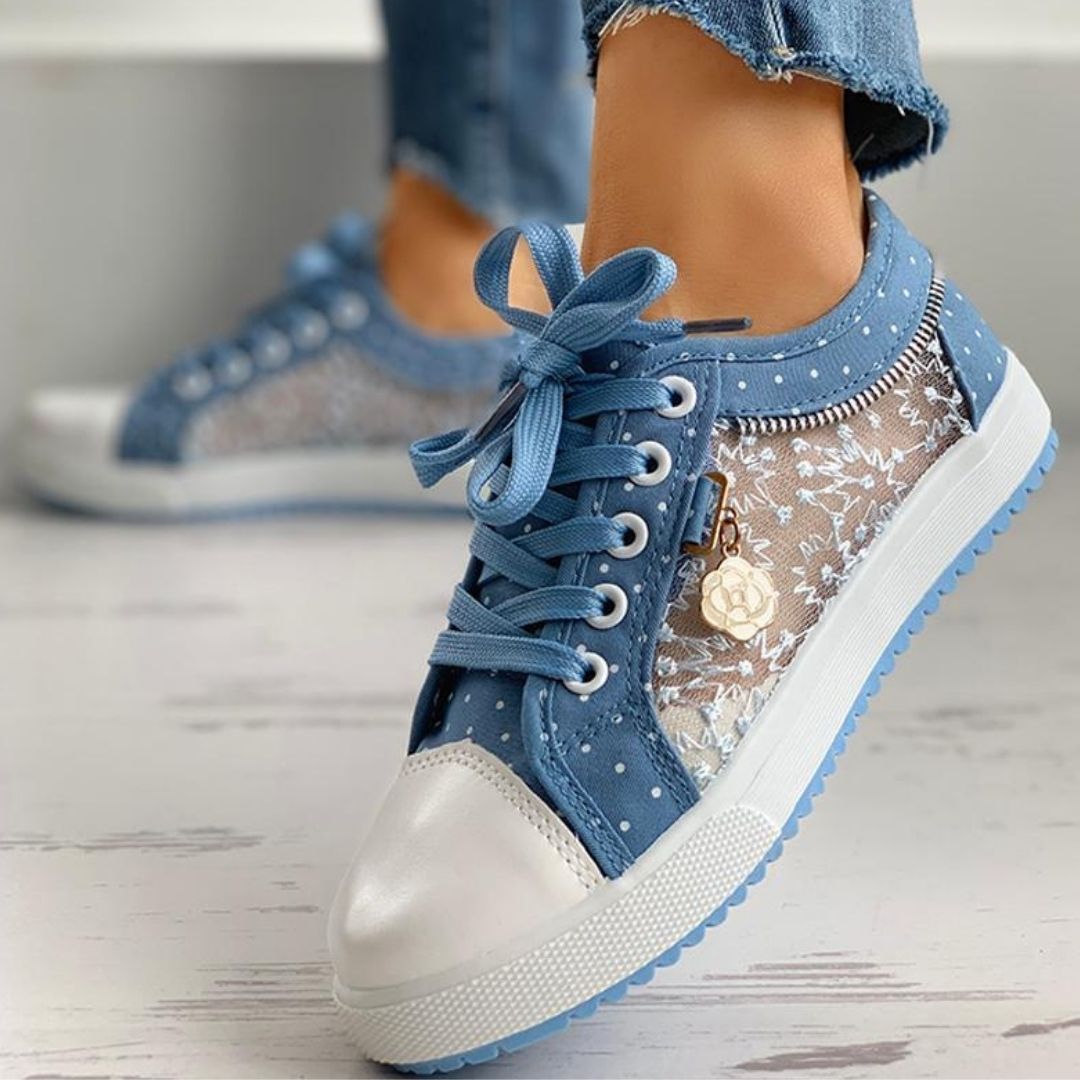 Dame Sneakers i Blå Jeans Joline